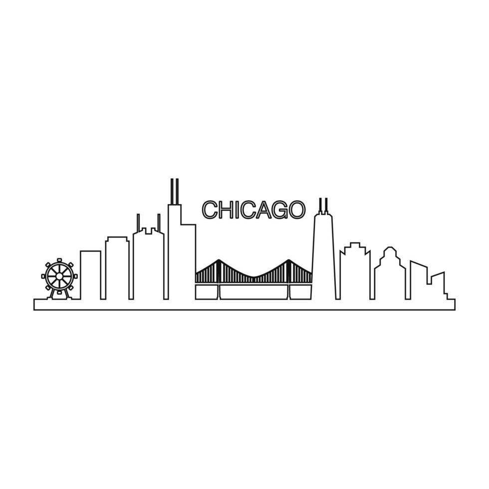 skyline van chicago geïllustreerd vector