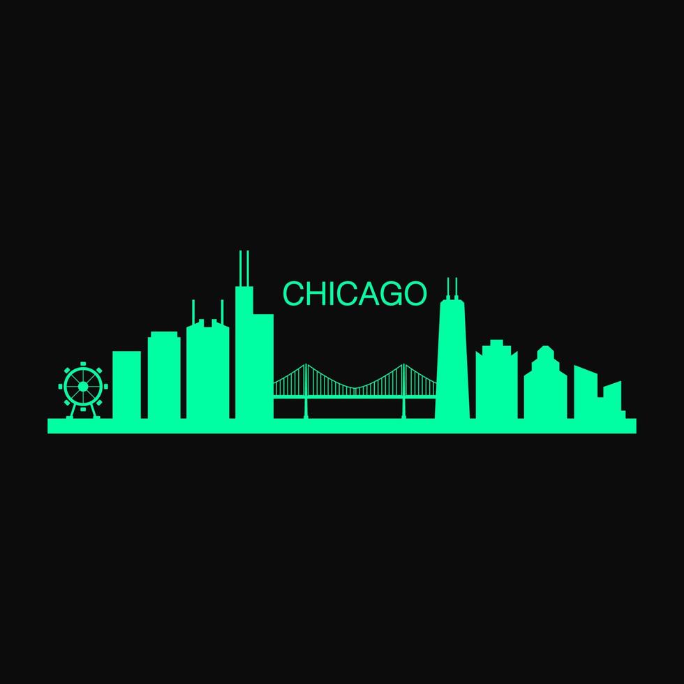 skyline van chicago geïllustreerd vector