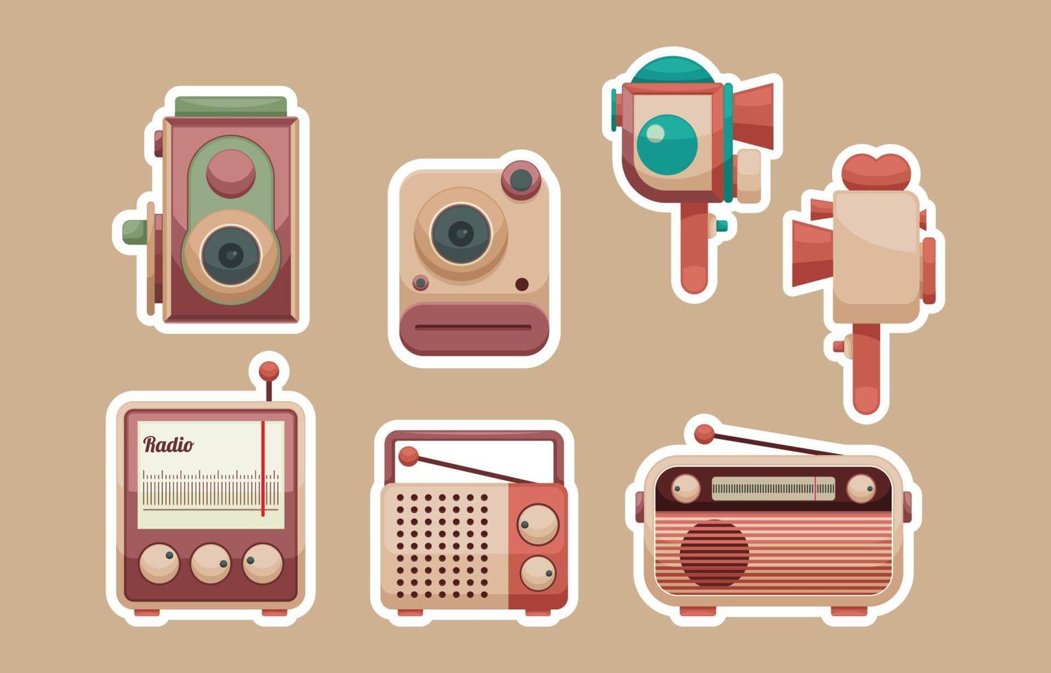 set dagboek vintage sticker vector