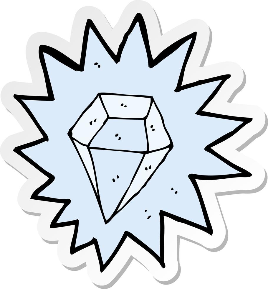 sticker van een cartoon enorme diamant vector