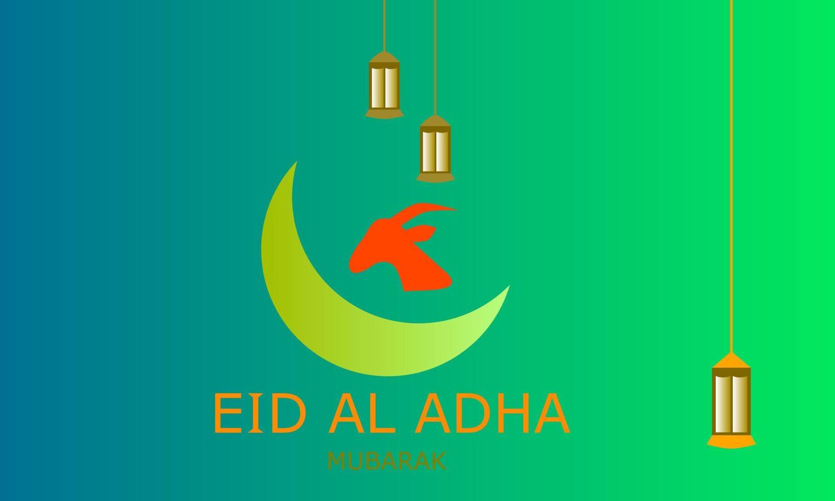 eid al adha-viering met offerlamshoofd en lantaarn. vectorillustratie. vector