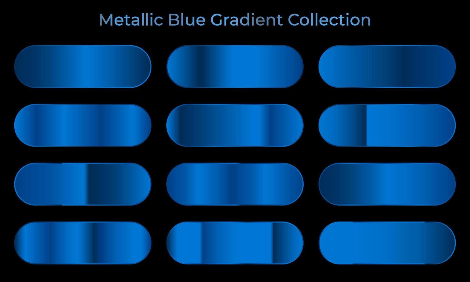 verzameling blauwe gradiëntachtergronden. set van blauwe metalen texturen. kleurrijke palet en textuur set. vector illustratie