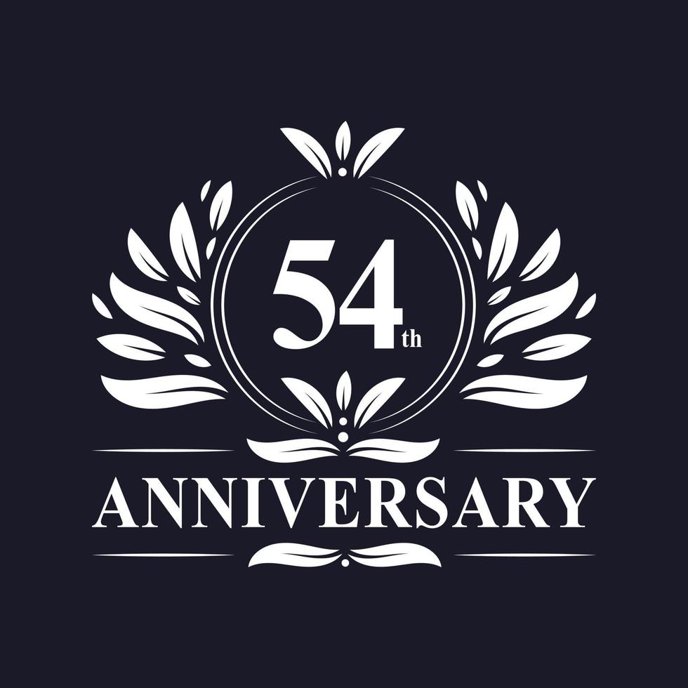 54 jaar jubileumlogo, luxe 54-jarig jubileumontwerp. vector