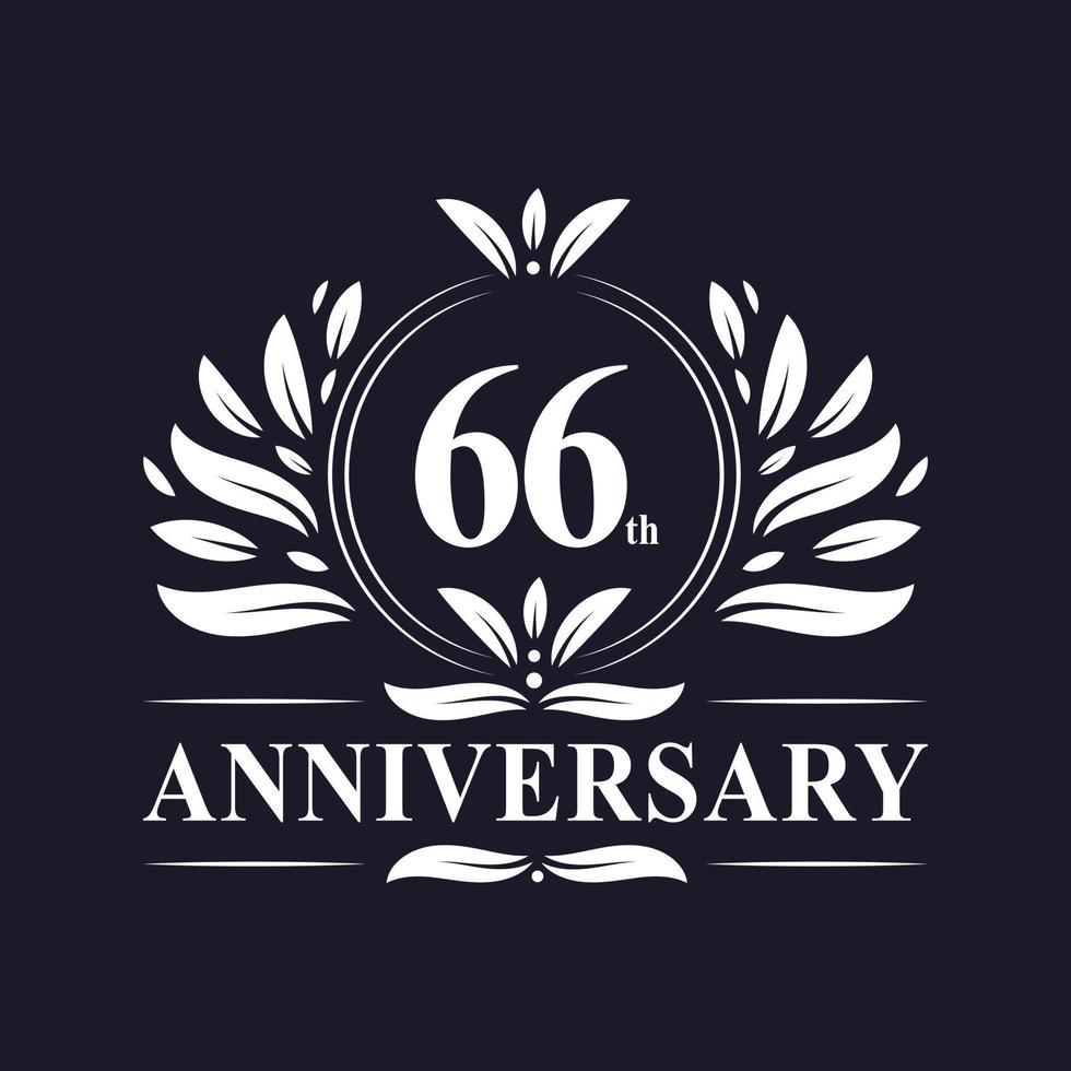 66 jaar jubileumlogo, luxe 66-jarig jubileumontwerp. vector