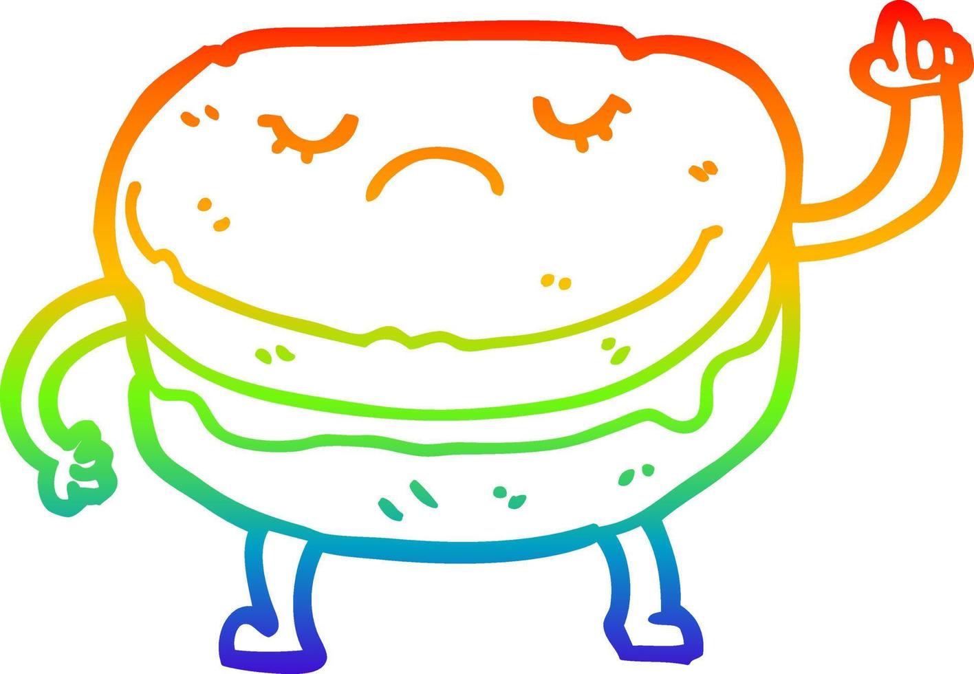 regenbooggradiënt lijntekening cartoon koekje vector