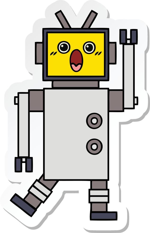 sticker van een schattige tekenfilmrobot vector