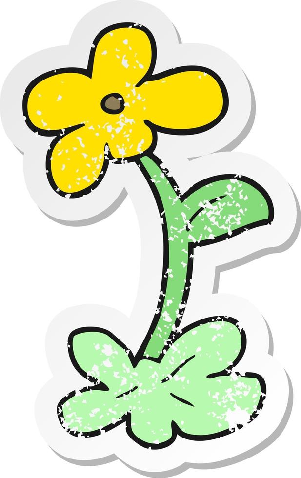 noodlijdende sticker van een cartoonbloem vector