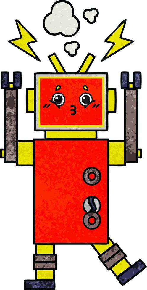 retro grunge textuur cartoon robot vector