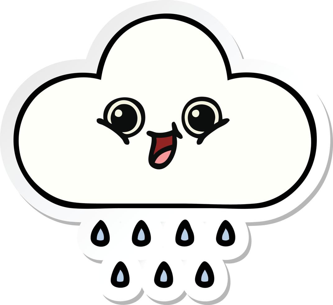 sticker van een schattige cartoon regenwolk vector