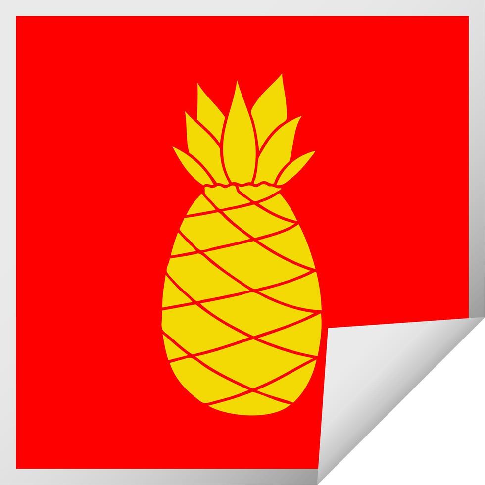 eigenzinnige vierkante peeling sticker cartoon ananas vector