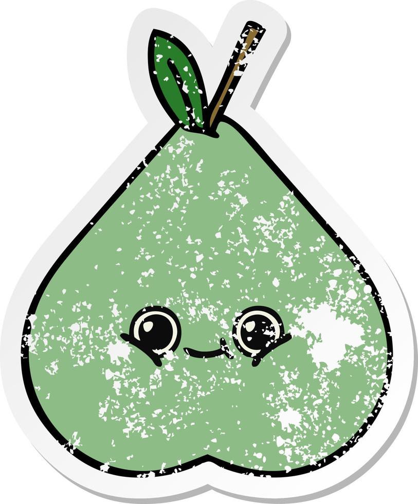 noodlijdende sticker van een schattige cartoon groene peer vector