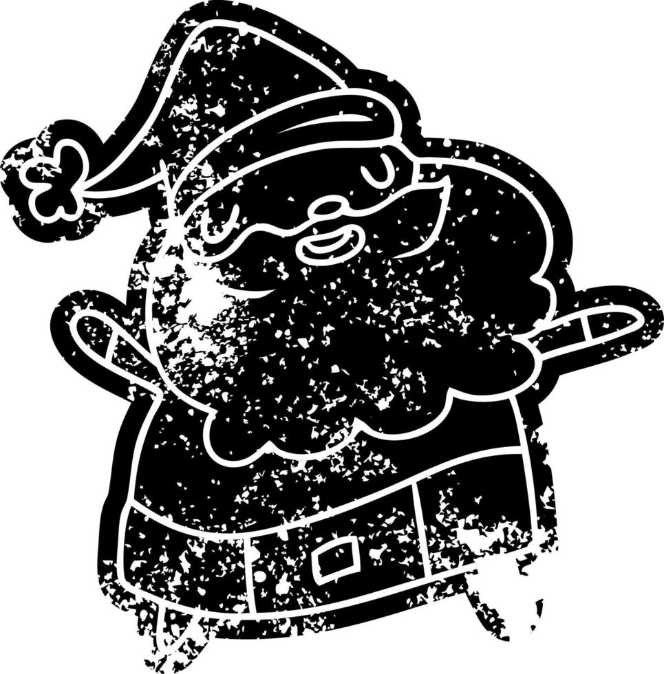 grunge pictogram kawaii van de kerstman vector