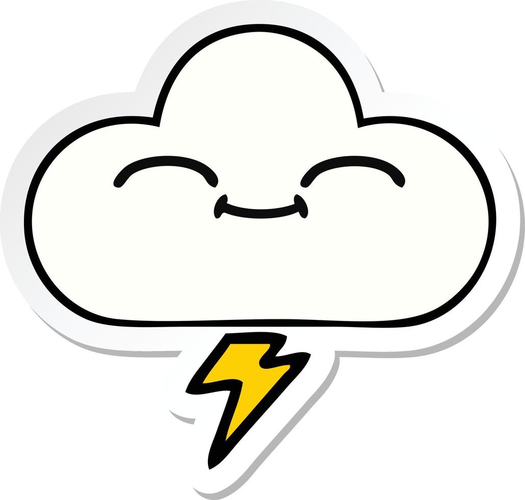 sticker van een schattige cartoon donderwolk vector