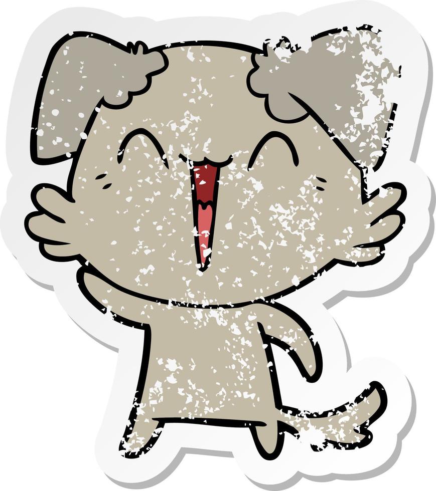 verontruste sticker van een wuivende kleine hond cartoon vector