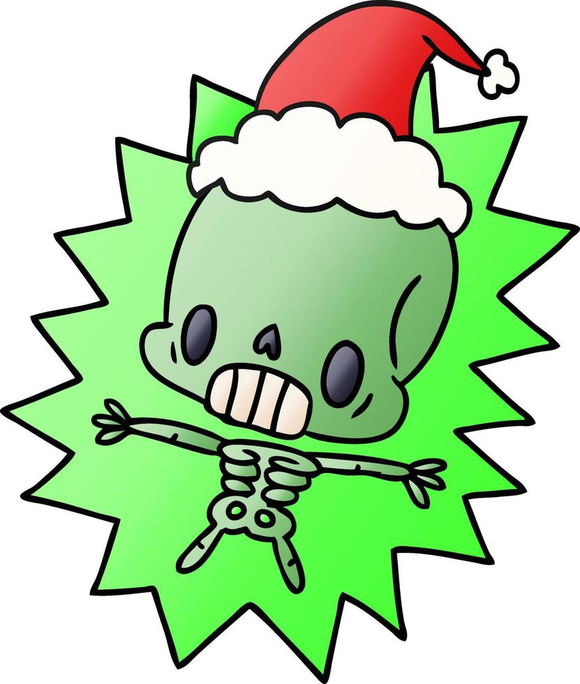 kerstverloop cartoon van kawaii skelet vector