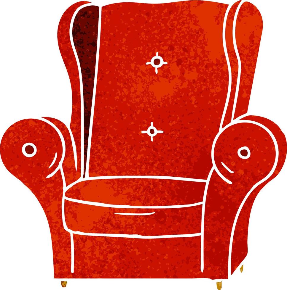 retro cartoon doodle van een oude fauteuil vector