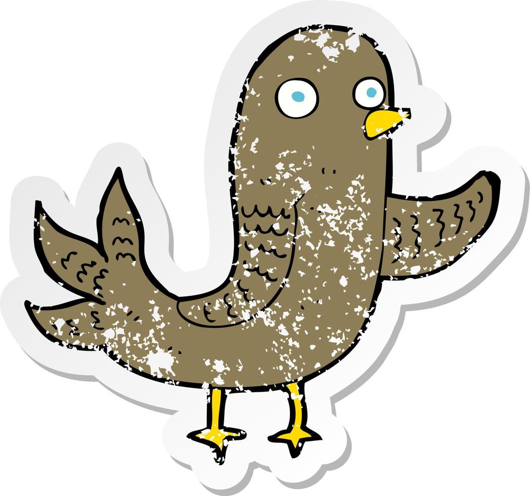 retro noodlijdende sticker van een cartoon zwaaiende vogel vector