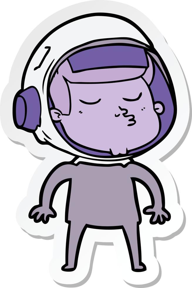 sticker van een cartoon zelfverzekerde astronaut vector