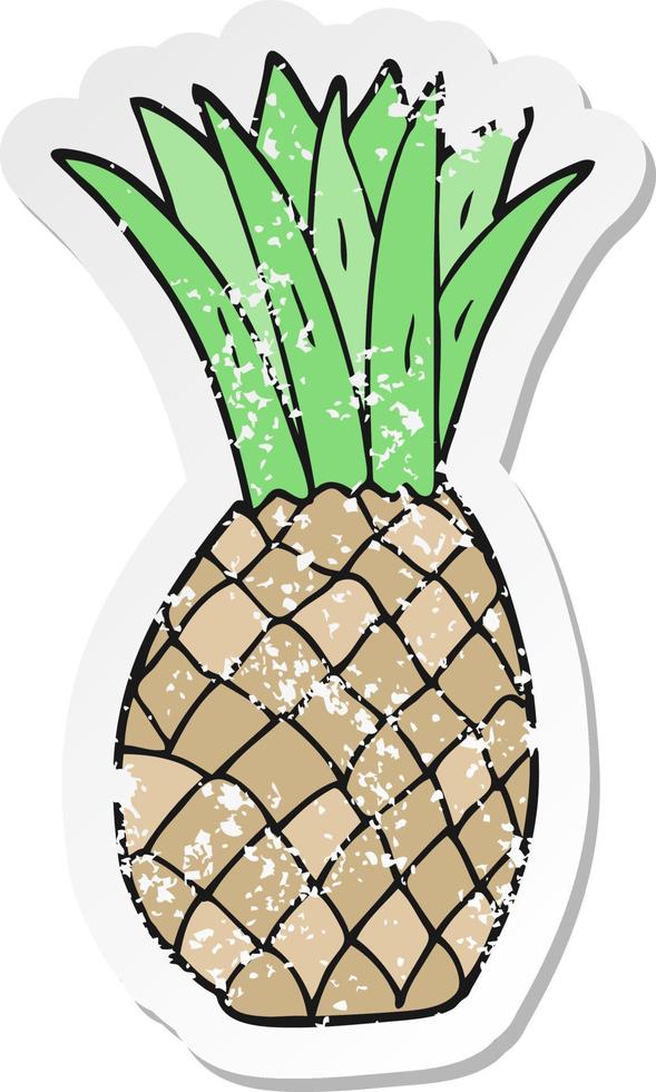 noodlijdende sticker van een cartoon-ananas vector