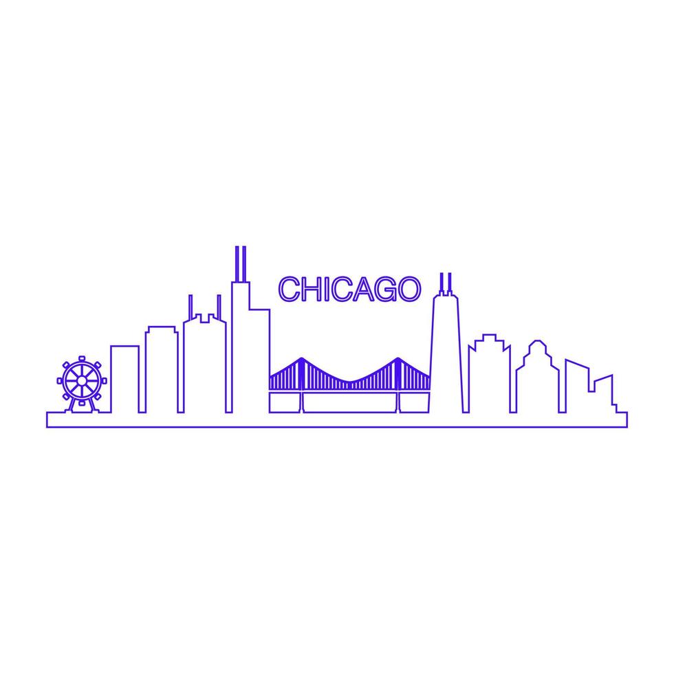 skyline van chicago geïllustreerd vector