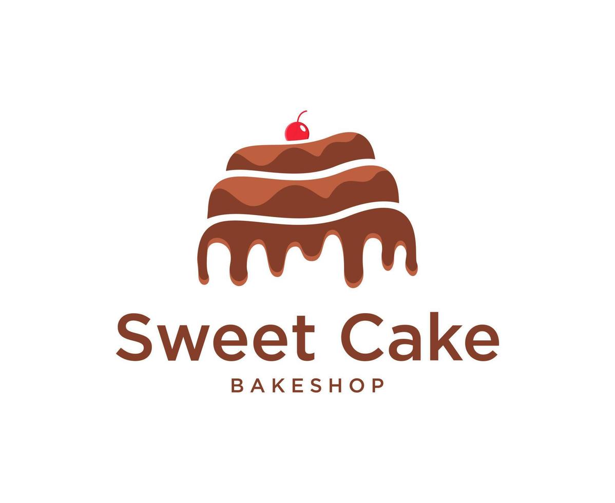 snoepwinkel logo ontwerpsjabloon. vector van cake met kersen