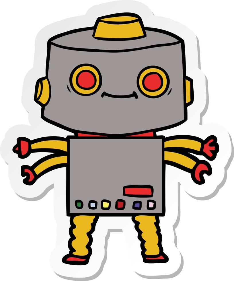sticker van een tekenfilmrobot vector