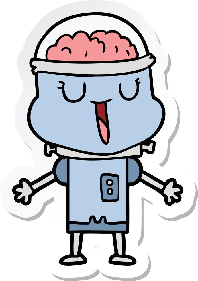 sticker van een happy cartoon robot vector