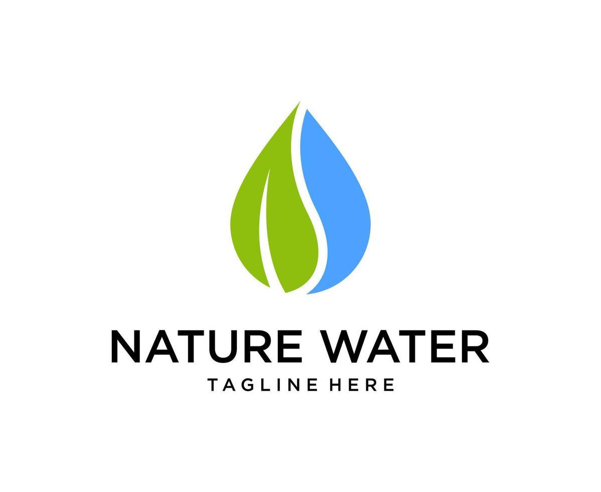drop en blad logo. natuur water logo ontwerpsjabloon vector