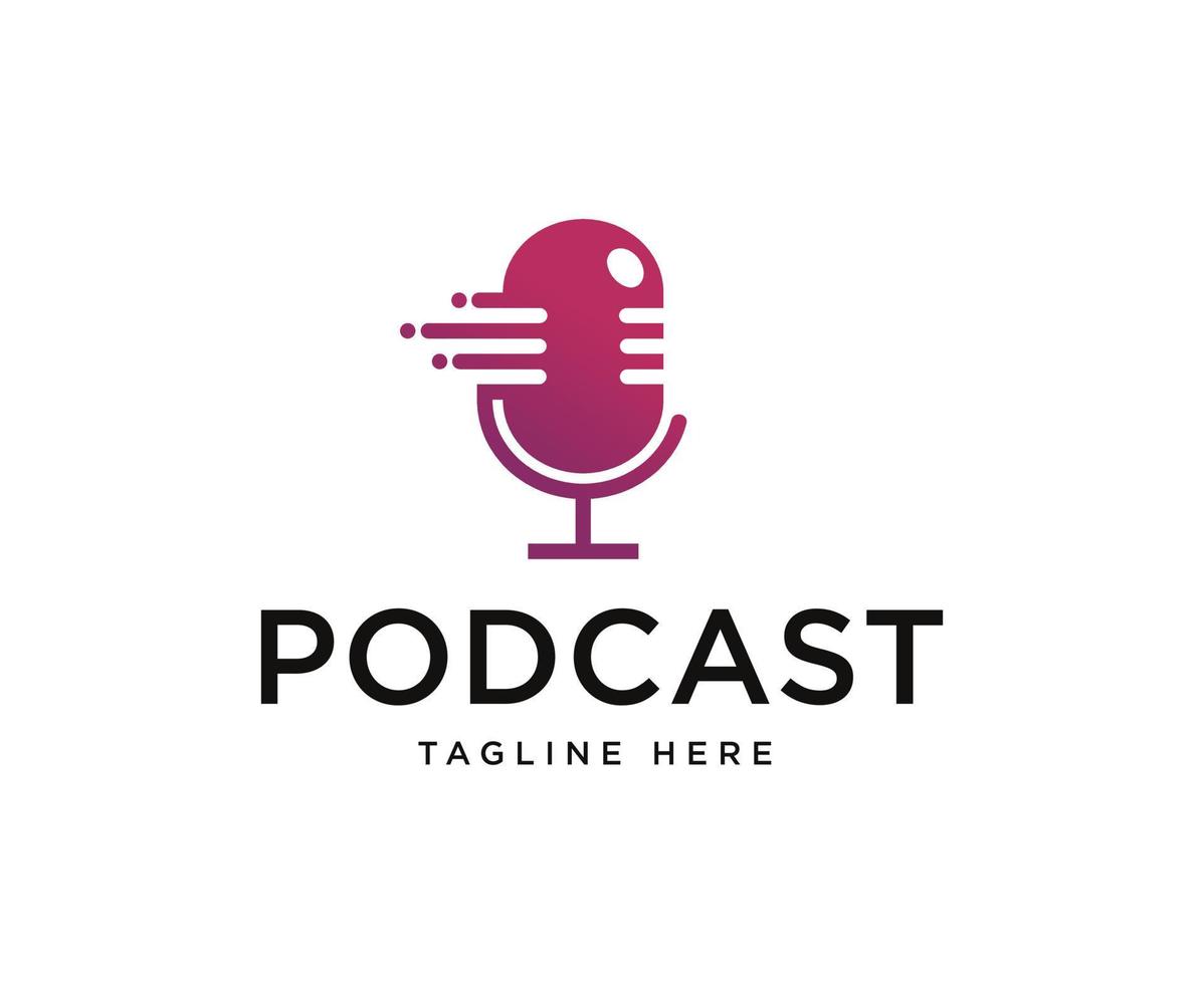 podcast-logo-ontwerp met microfoonpictogram vector