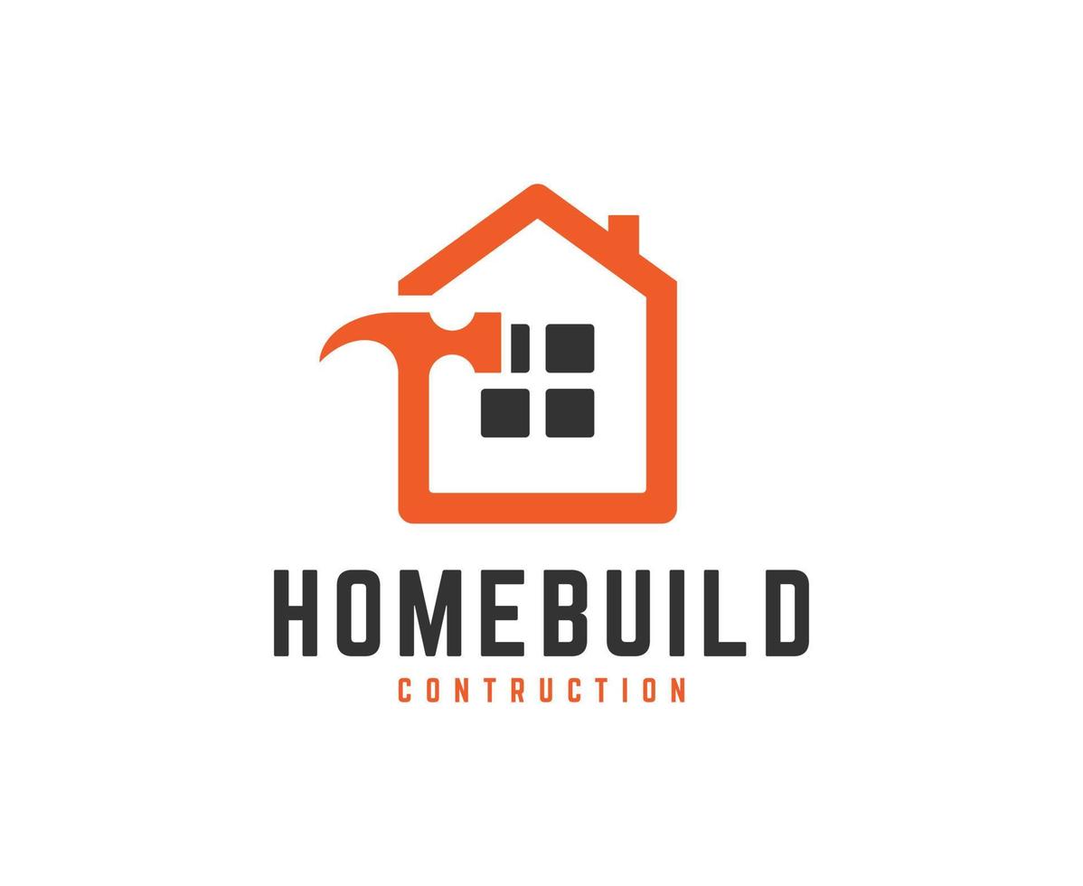 bouw gebouw logo ontwerp vector met hamer en huis icoon