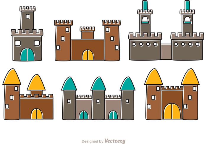Beeldverhaal kasteel fort vectoren