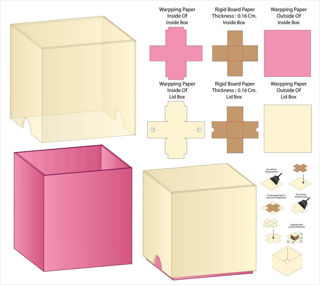 doos verpakking gestanst sjabloonontwerp. 3D-model vector