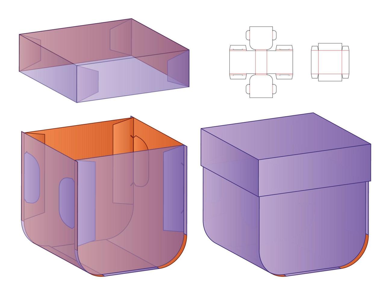 doos verpakking gestanst sjabloonontwerp. 3D-model vector