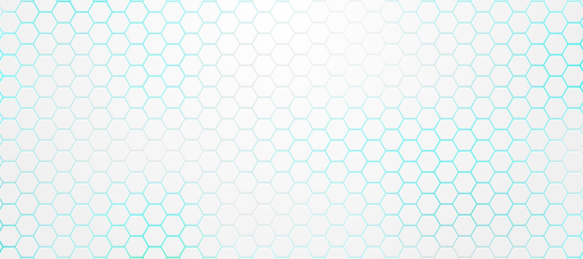abstract wit, grijs zeshoekpatroon op lichtblauwe neonachtergrondtechnologiestijl. modern futuristisch geometrisch vormontwerp. kan gebruiken voor voorbladsjabloon, poster, flyer, printadvertentie. vector illustratie