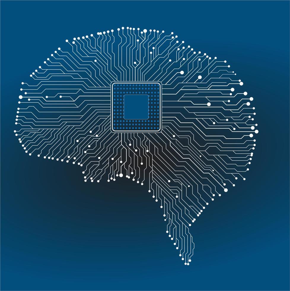 hersenen computerchip elektronische printplaat vector concept voor technologie en financiën concept en onderwijs voor de toekomst