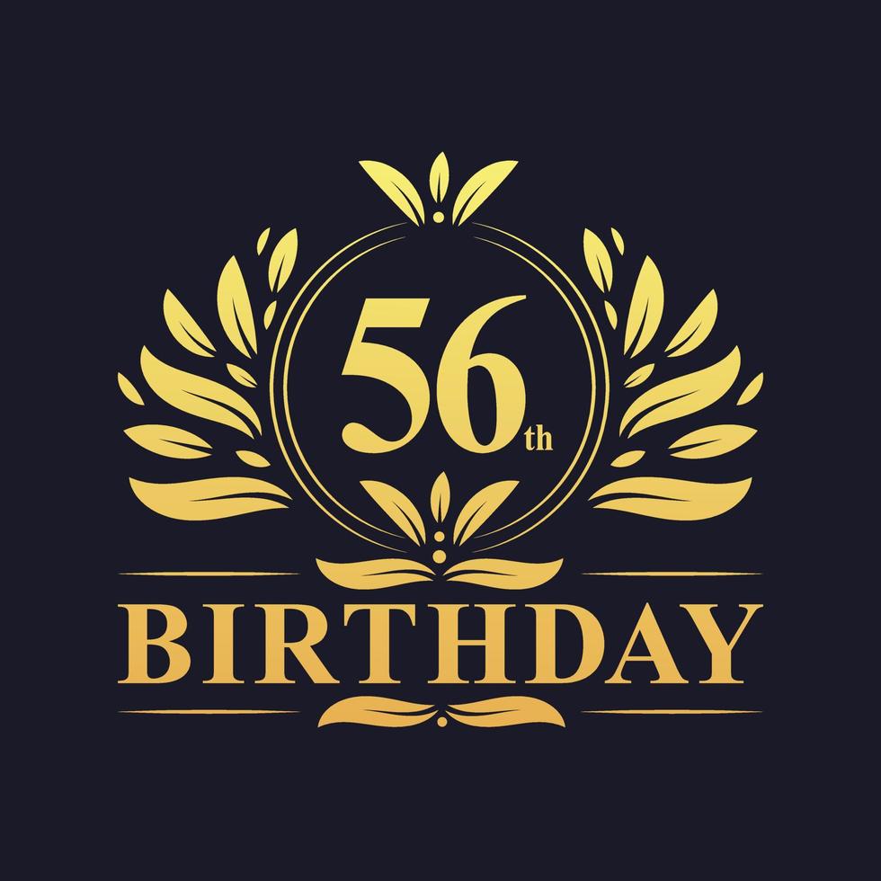 luxe 56e verjaardagslogo, 56 jaar feest. vector