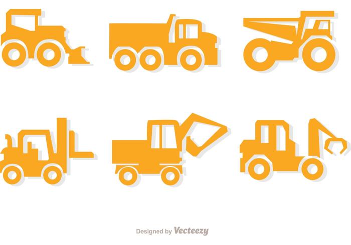 Eenvoudige Gele Dump Trucks Vector Pack