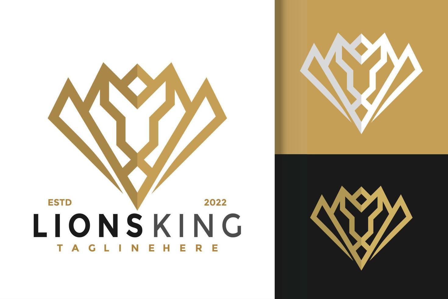 de leeuwenkoning modern elegant logo vector ontwerpsjabloon