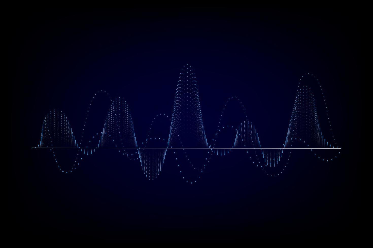 geluidsgolf illustratie op een donkere achtergrond. abstracte blauwe digitale equalizerindicatoren. vector