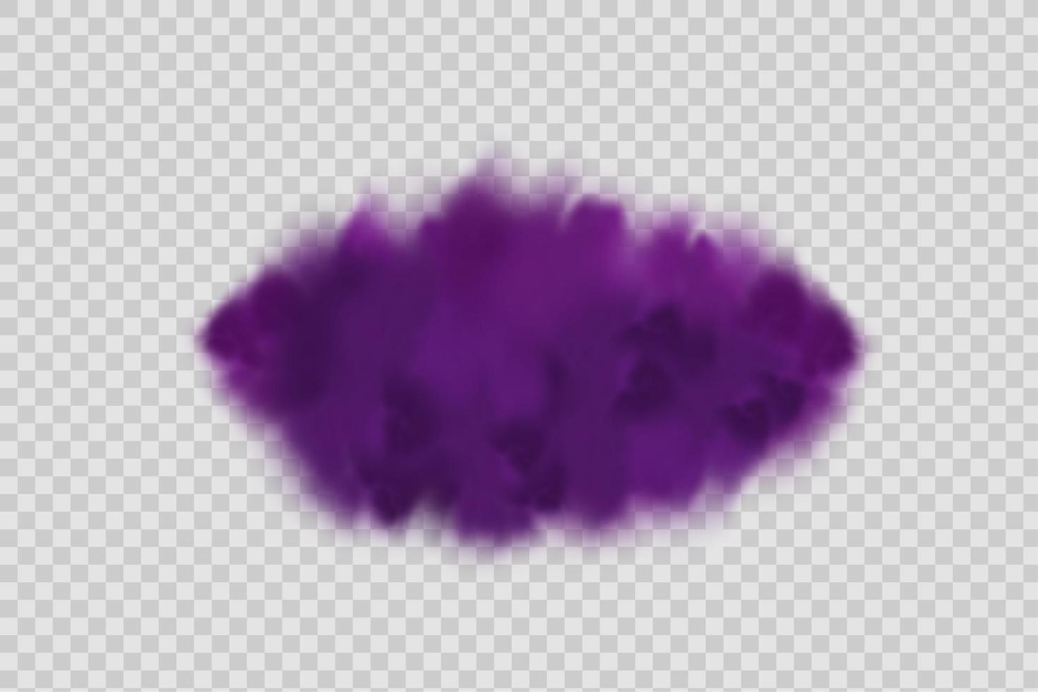 realistische enge mystieke violette mist in nacht halloween. paars giftig gas, stof en rook effect. vector