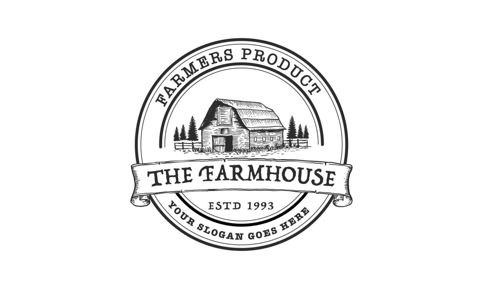 vintage boerderij huis logo ontwerpsjabloon - vectorillustratie vector