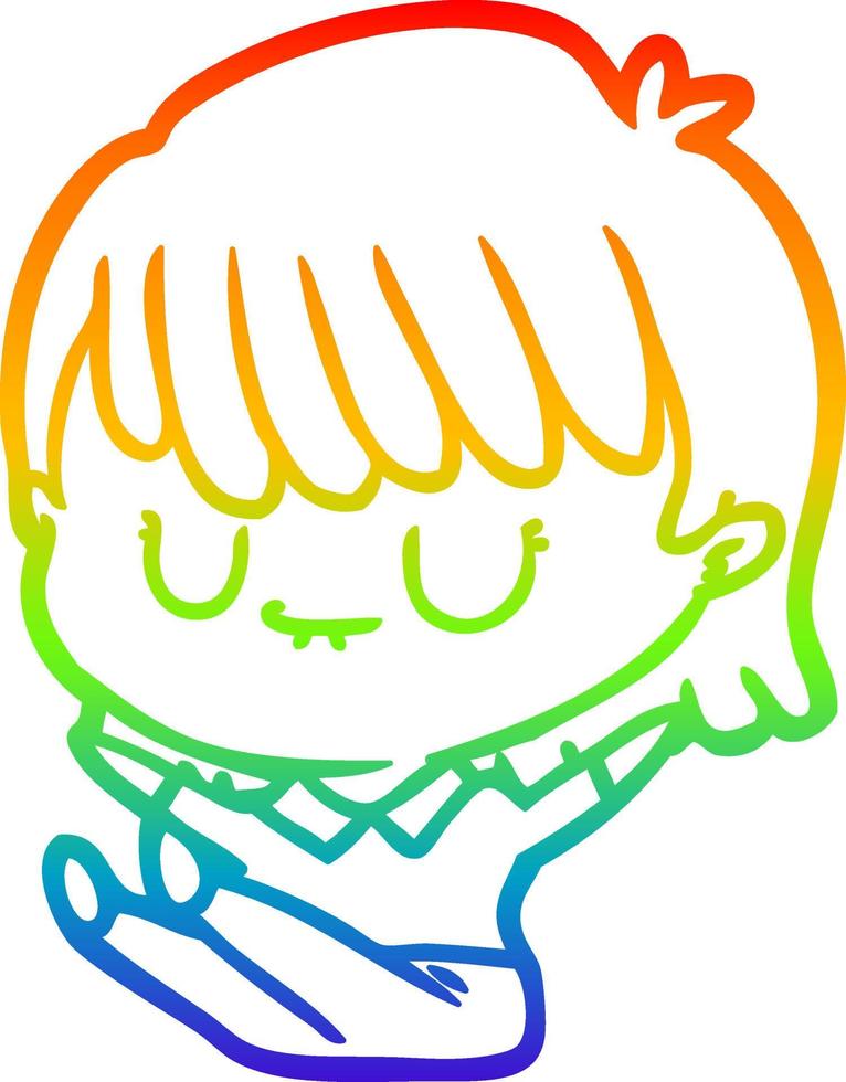 regenbooggradiënt lijntekening cartoon vrouw vector