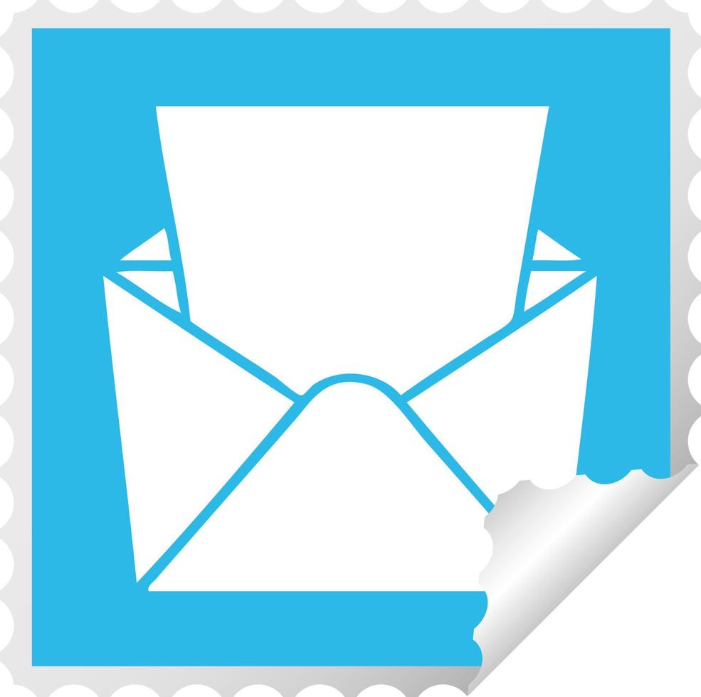 eigenzinnige vierkante peeling sticker cartoon brief en envelop vector