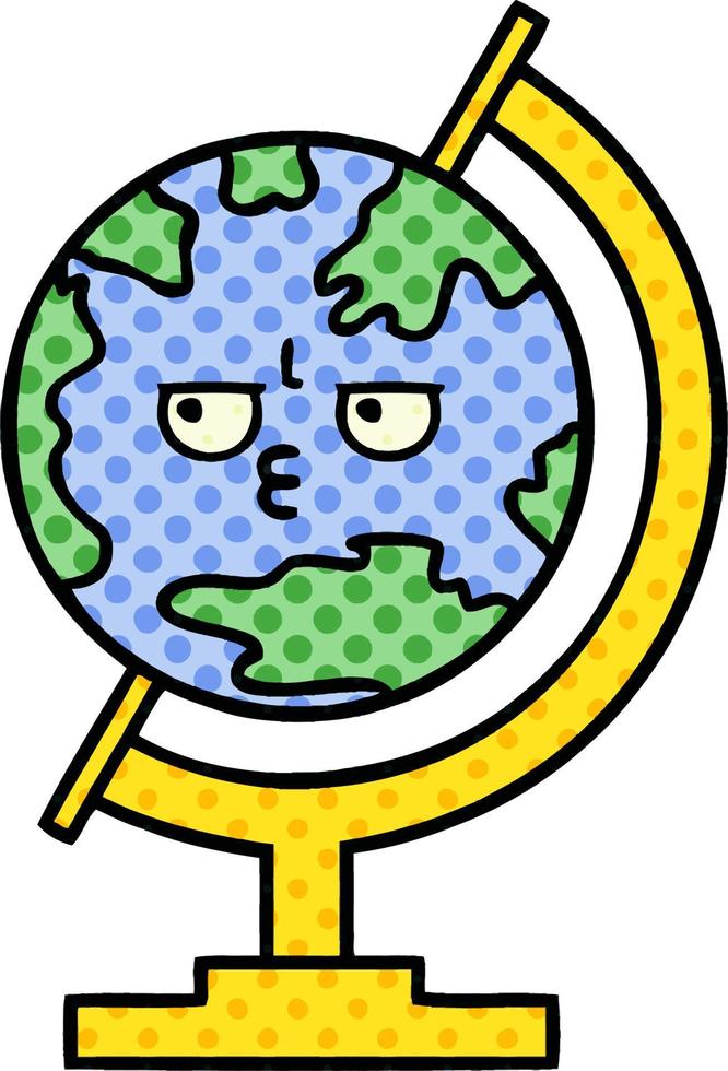 stripboekstijl cartoon wereldbol van de wereld vector