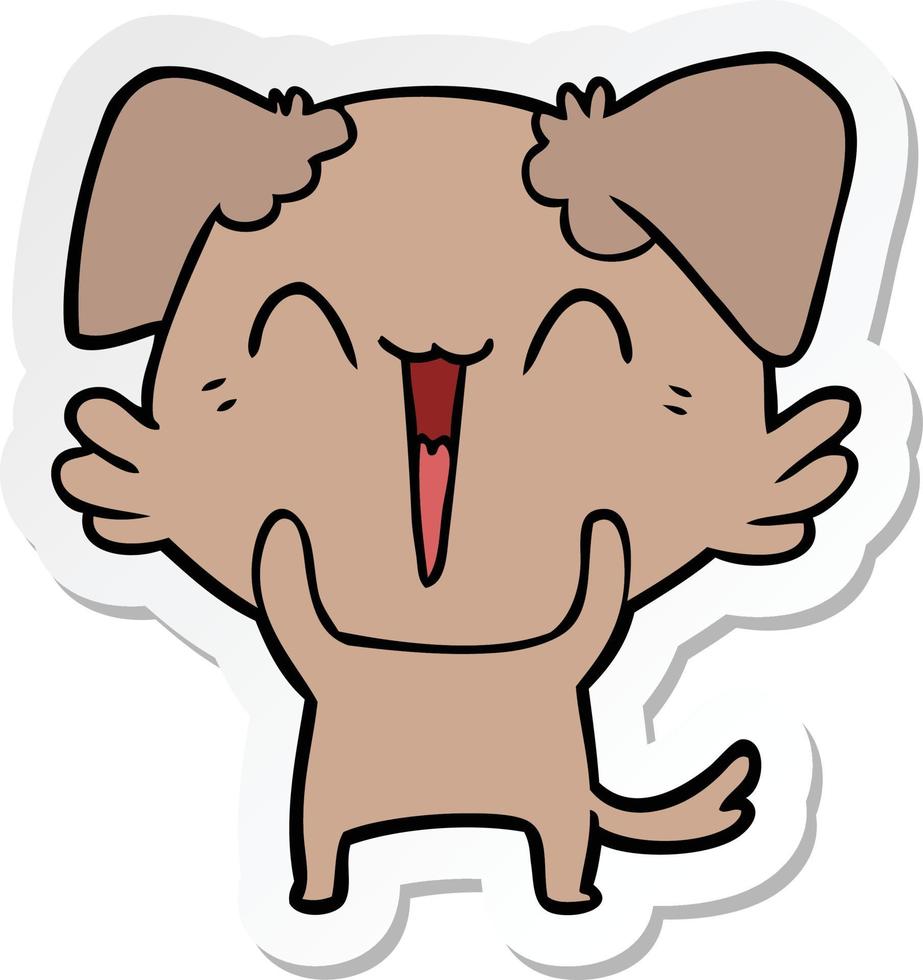 sticker van een vrolijke kleine hond cartoon vector