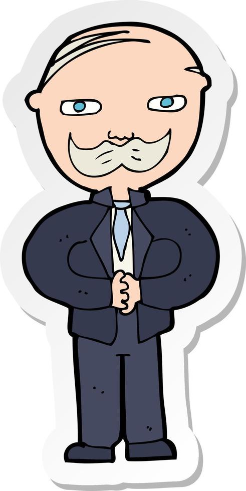 sticker van een cartoon oude man met snor vector