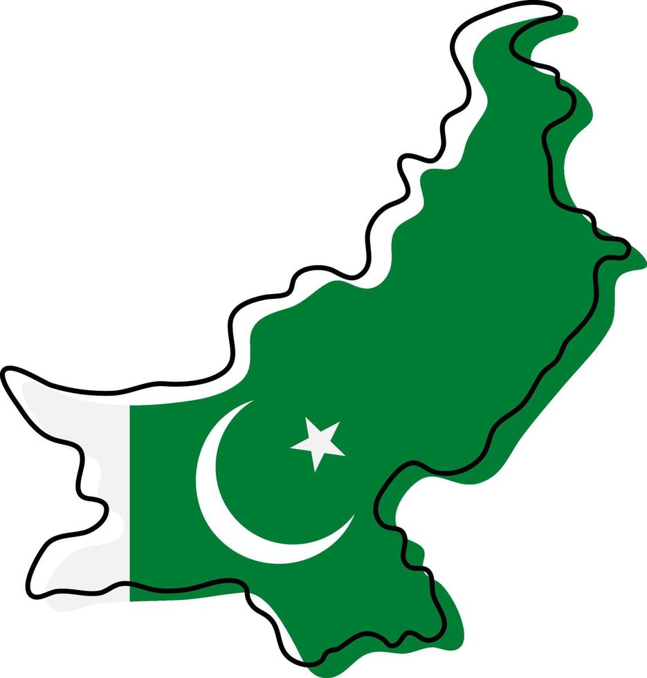 gestileerde overzichtskaart van pakistan met het pictogram van de nationale vlag. vlag kleur kaart van pakistan vectorillustratie. vector