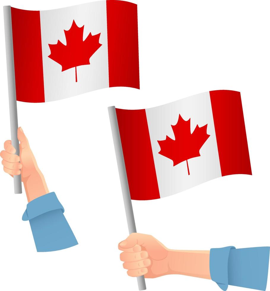 canadese vlag in hand icoon vector