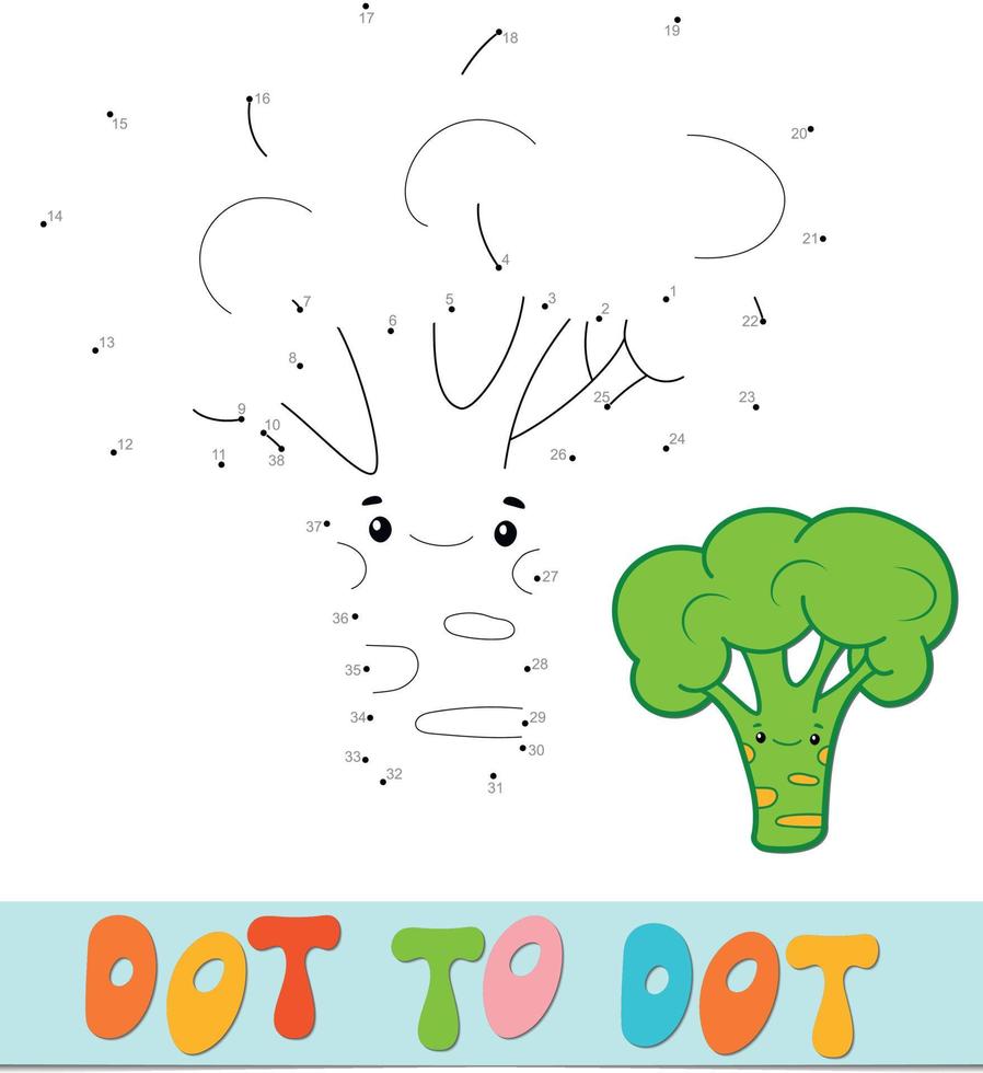 puzzel van punt naar punt. verbind stippen spel. broccoli vector illustratie