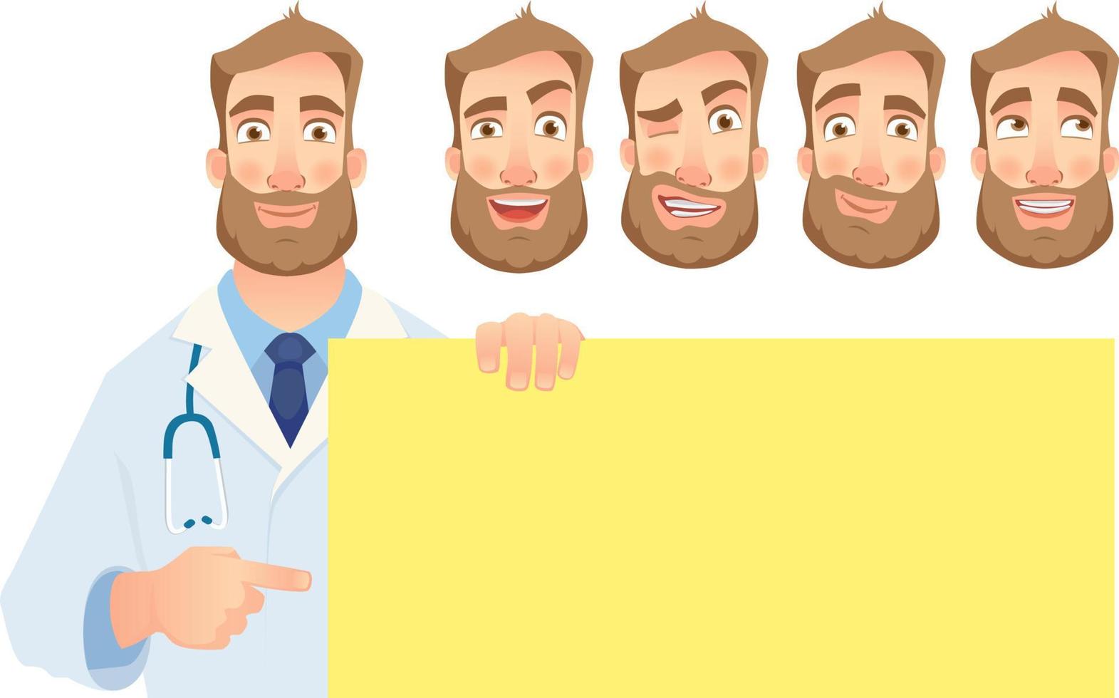 dokter met lege banner - set vector